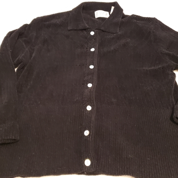 Image Black Thick Ribbed Knit Cardigan - Picture 4 of 16